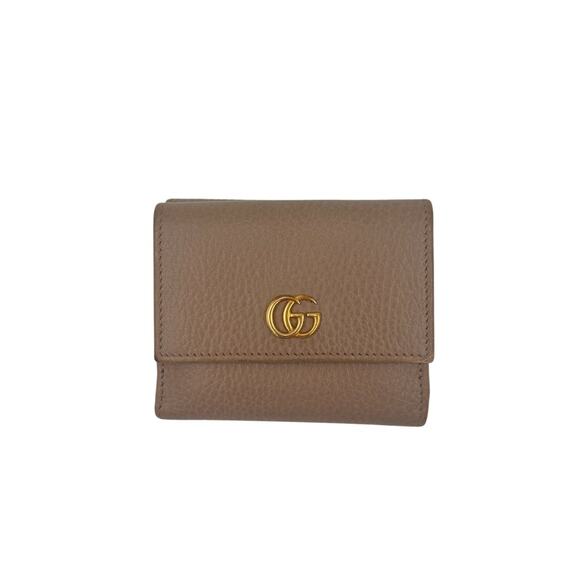 Gucci GG Marmont Tri-fold Wallet Leather Pink Beige - Pre Owned ✨ - Picture 2 of 6